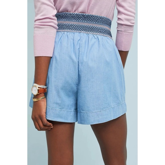 Anthropologie | Aloha Tie-Front Shorts Chambray Paper Bag Waist Medium - Picture 5 of 15